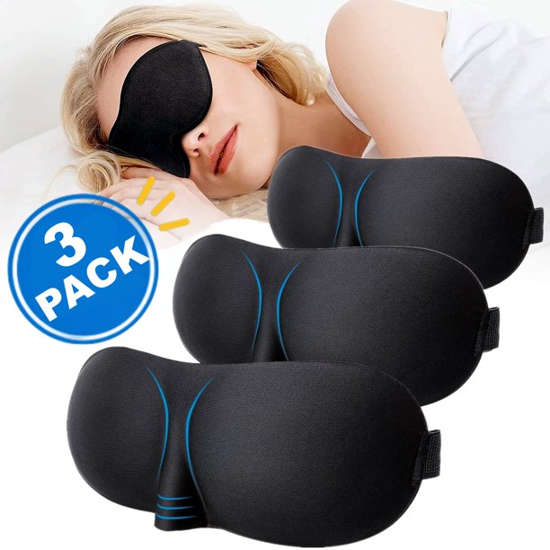 3pcs 3D Sleeping Eye Mask, CofeLife 100 Blackout Eye Mask for Sleeping