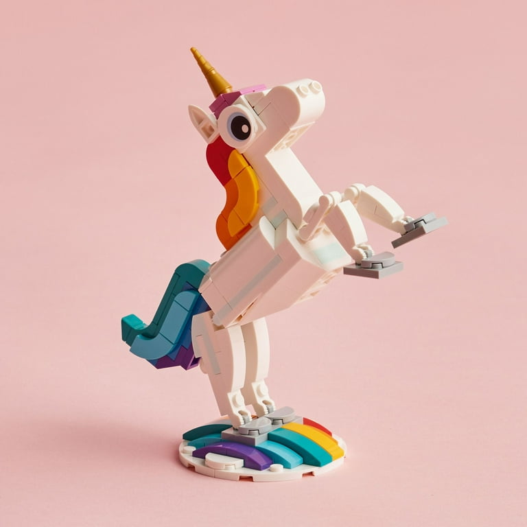  LEGO Creator 3 in 1 Magical Unicorn Toy, Transforms from Unicorn  to Seahorse to Peacock, Rainbow Animal Figures, Unicorn Gift for  Grandchildren, Girls and Boys, Buildable Toys, 31140 : Toys & Games