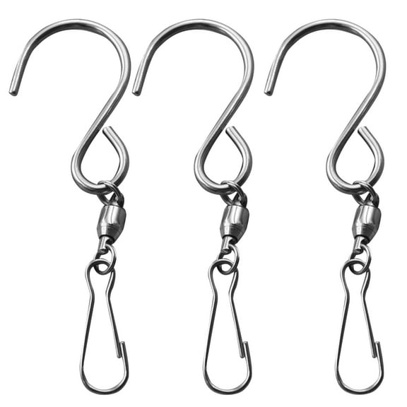 WHAMVOX 8 Pcs Swivel Clip Hanging Stainless Steel S Hooks Wind Rotate Spiral Tail for Windchime Or Ornaments Hooks