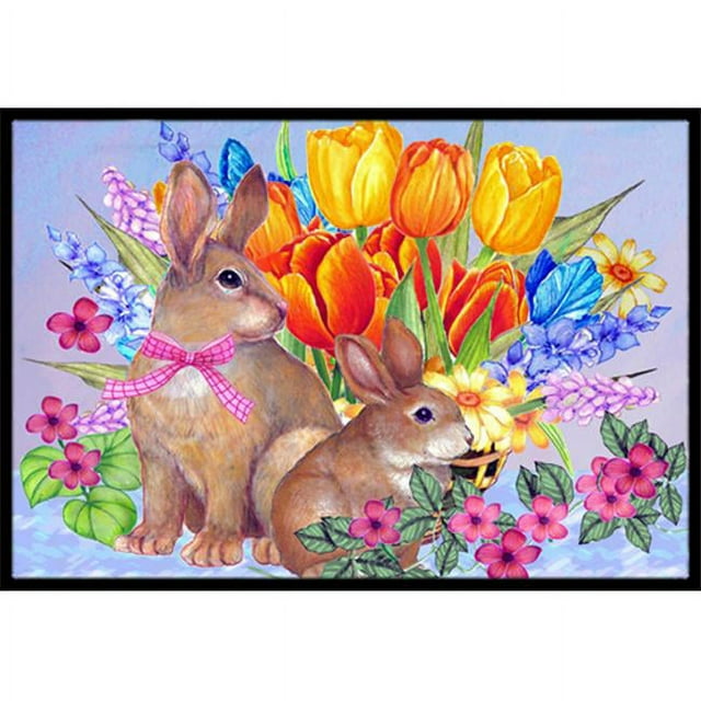 Carolines Treasures PJC1067MAT New Beginnings Ii Easter Rabbit Tapis Intérieur & Extérieur - 18 x 27 Po.