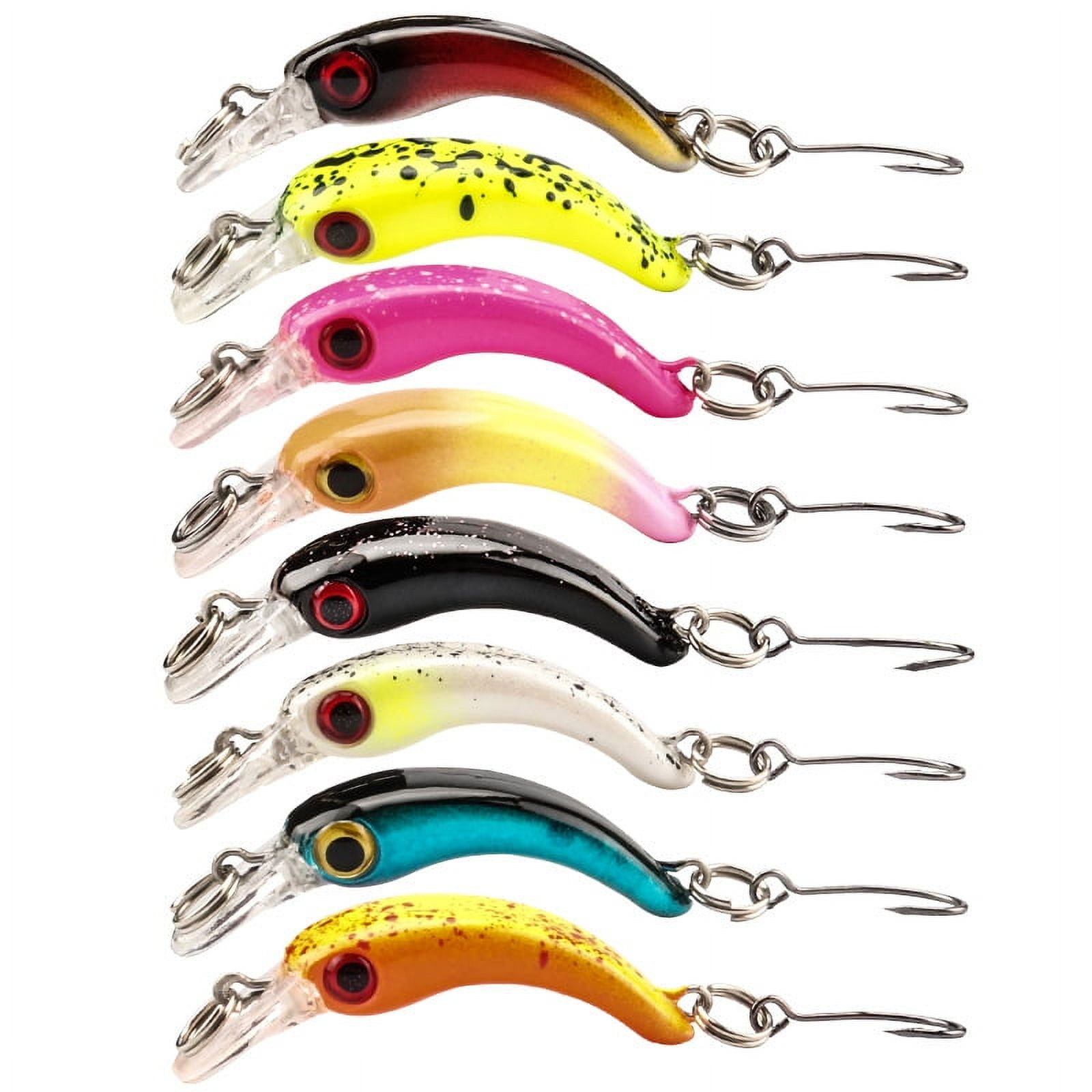 2PC Fishing Lures Jigs 1.5g Small Minnow Lure Micro Bait Mini Bow Single Hook Lure Fake Bait Rock Craw Micro Casting Type
