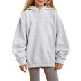 thumbnail image 3 of Mercatoo Teen Girls Cropped Zipper Ho𝐨die Plain Fall Casual Oversized Hooded Pullover Sweatshirts Long Sleeve Cute Soft Tops, 3 of 9