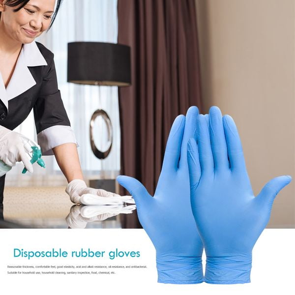 100Pcs Disposable Gloves, Nitrile Gloves Food Grade Gloves Latex Free Powder Free Textured