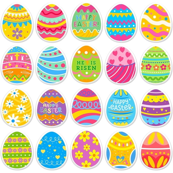 2 Sheet Easter Thick Gel Clings Colorful Eggs Window Gel Decals for Spring Home Classroom Nursery Hip Hop Egg Party Supplies