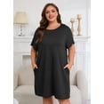 thumbnail image 5 of FEREMO Plus Size Nightgowns for Women Short Sleeve Sleepshirt Knee Length Sleepwear with Pockets, 5 of 7