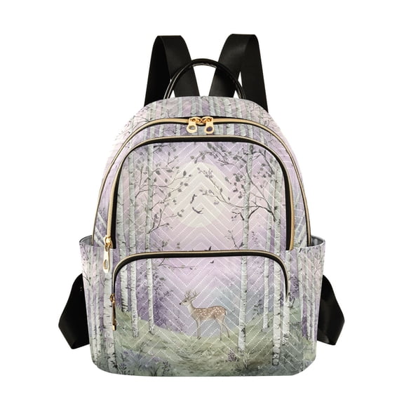 FORMRS Mini Backpack Purse for Women Quilted Travel Daypack Casual Shoulder Bag, Purple Deer