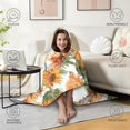 thumbnail image 4 of Wearable Blanket,White Green Stem Sunflower Pattern Hooded Wearable Sherpa Blanket for Adults & Teens,Winter Poncho Shawl Wrap Cape Thick Warm,60"x80", 4 of 5
