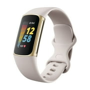 Fitbit Charge 5 Fitness Tracker - Lunar White/Soft Gold Stainless Steel