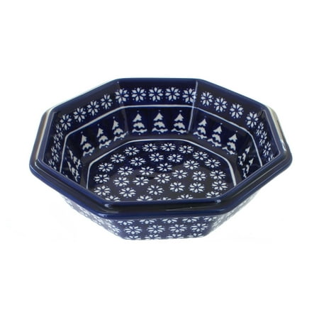 

Blue Rose Polish Pottery Winter Nights Large Octagonal Bowl