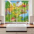 thumbnail image 2 of Ambesonne Cartoon Kitchen Curtains, Style Animals, 55"x45", Pale Coffee Lime Green, 2 of 3