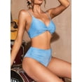 thumbnail image 4 of Charmo Women's Two Piece Bikini Set Mid Waisted Twist Front Bathing Suit Ruched Swimsuit, 4 of 6