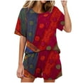 thumbnail image 1 of Conjunto de Pijama de las Mujeres de Moda Casual Color Sólido Manga Corta Cuello Redondo Top Y Pantalones, 1 of 6