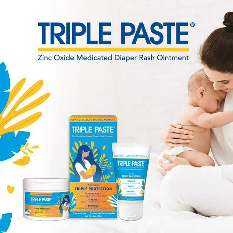 Triple Paste Diaper Rash Cream for Baby, Hypoallergenic Baby Ointment 8 oz  Zinc Oxide Cream Baby Essentials with Brexonic Baby Butt Cream Applicator.  8 Ounce (Pack of 1)