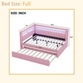 thumbnail image 3 of Mirightone Full Daybed with Trundle and Storage, Upholstered Corner Bed with USB Ports & LED, Full Daybed for Adults Teens, Pink, 3 of 6
