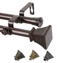 13/16" Dia Adjustable 120-170" Amara Double Curtain Rod in Cocoa