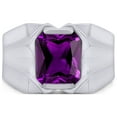 thumbnail image 5 of AFFY 8x10 mm Simulated Birthstone Men's Ring Amethyst In 14K White Gold Plated 925 Sterling Silver. Ring Size 7, 5 of 6