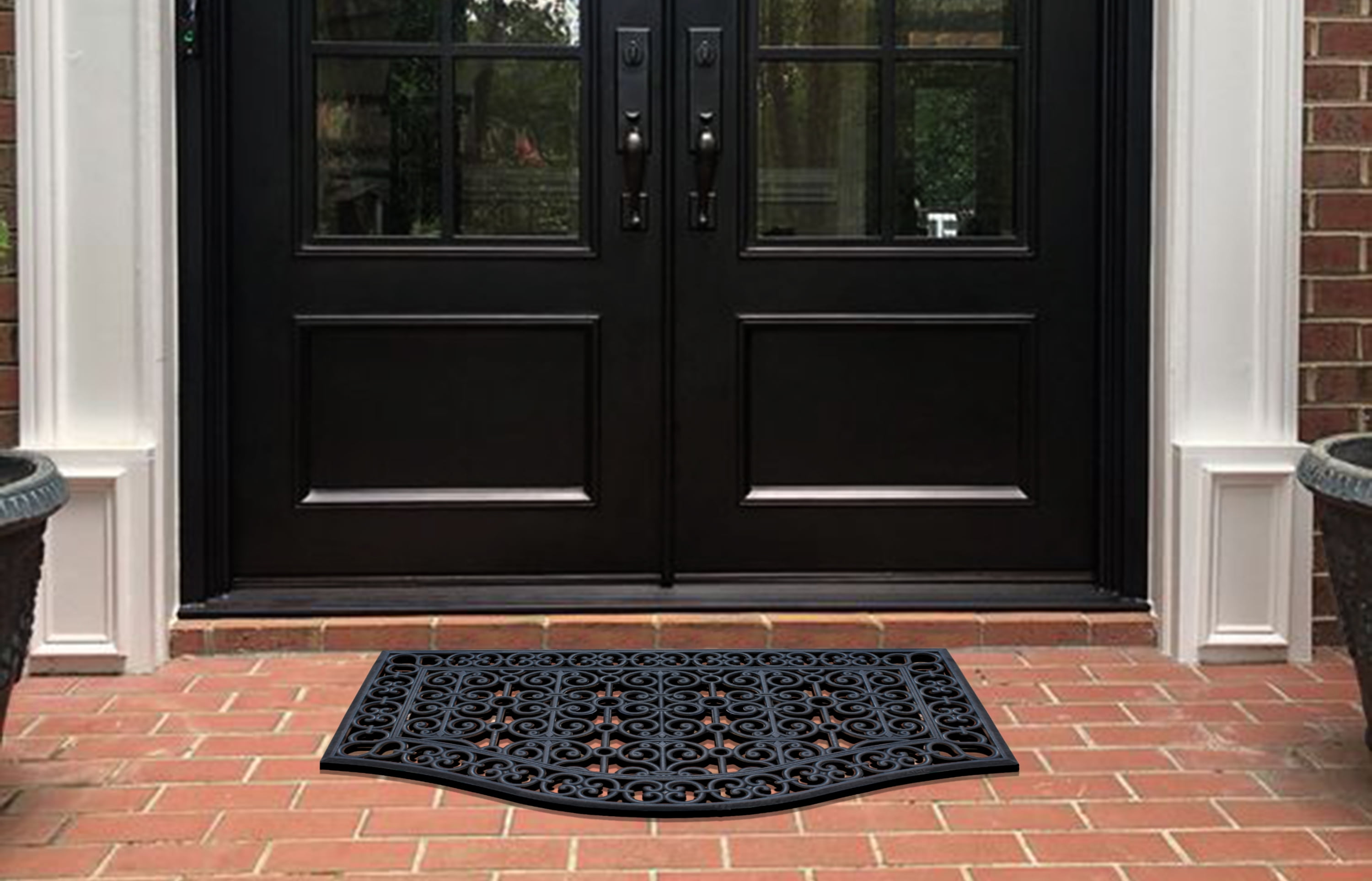 A1HC 12lb Heavy Duty Rubber Doormat 24"x39" - Won't Blow Away, Outdoor Front Door Mat, Mud Dirt Scraper, Non-Slip Drainage Mat for Entryway Patio Garage