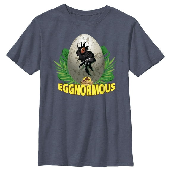 Boy's Jurassic World Easter T-Rex Eggnormous Graphic Tee Navy Blue Heather Large