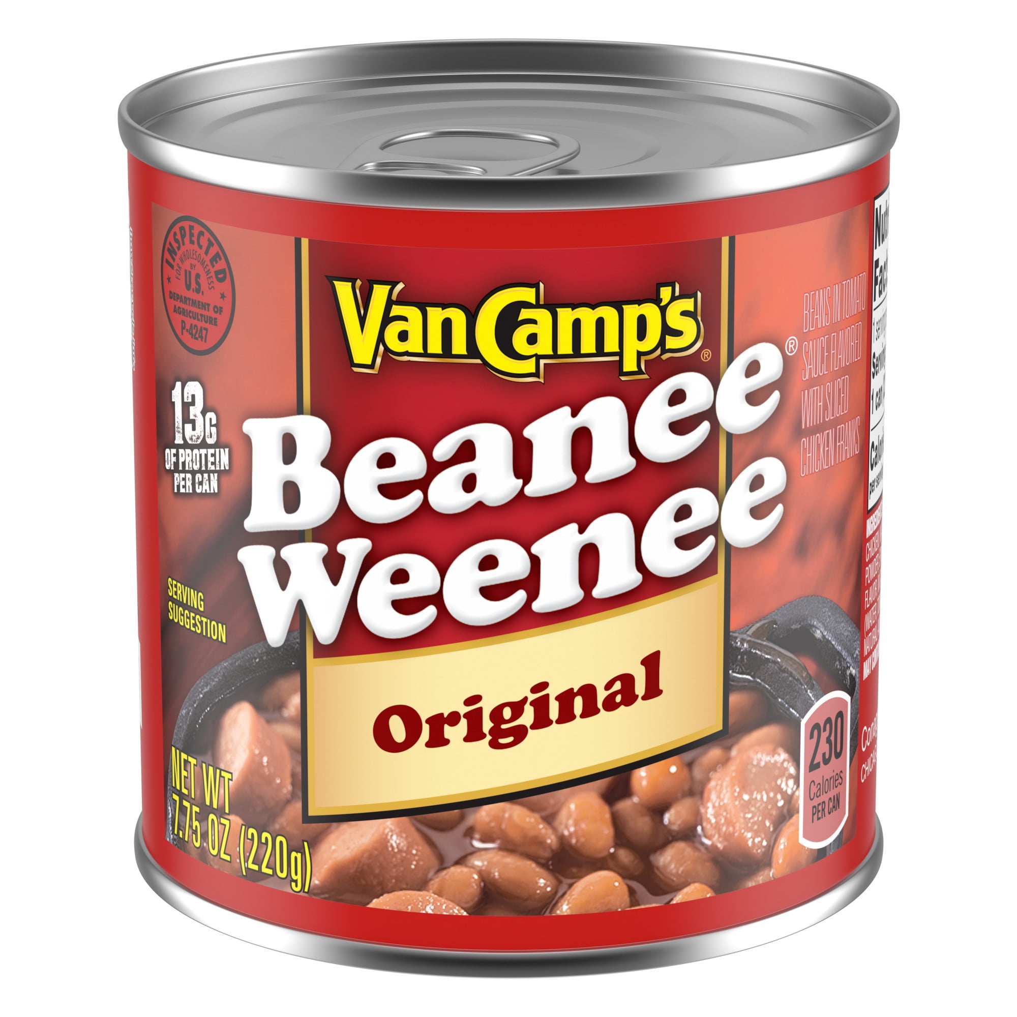 (8 pack) Van Camp's Original Beanee Weenee, 13g Protein Per Serving, Canned Food, 7.75 oz. Can