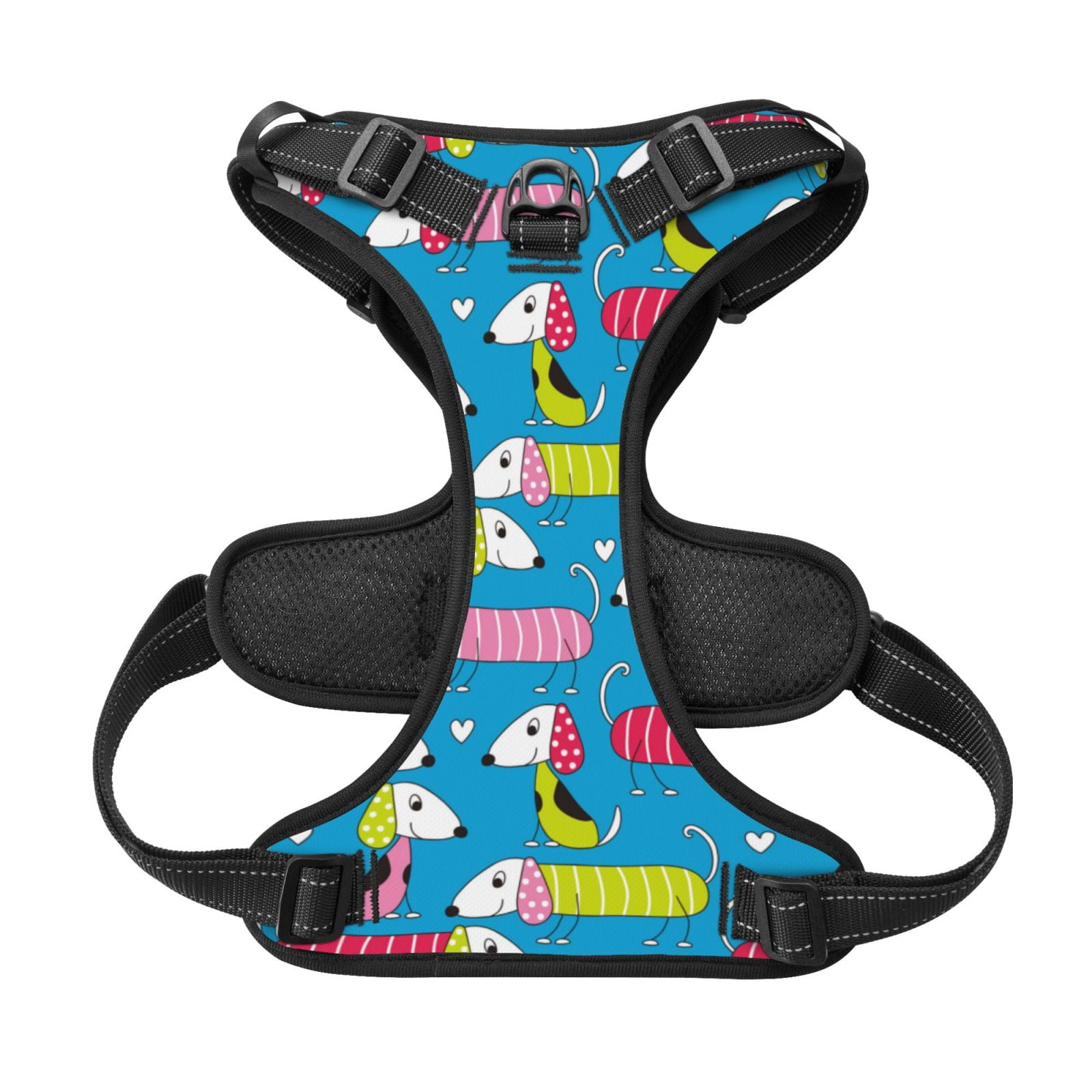 Kdxio Color Dachshund Dog Print No Pull Dog Harness Adjustable Reflective Oxford Easy Control Medium Large Dog Harness for Training and Everyday-Large