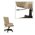 thumbnail image 2 of Benjara High Back Polyester Upholstered Wooden Swivel Chair with Adjustable Seat, Brown and Black, 2 of 3