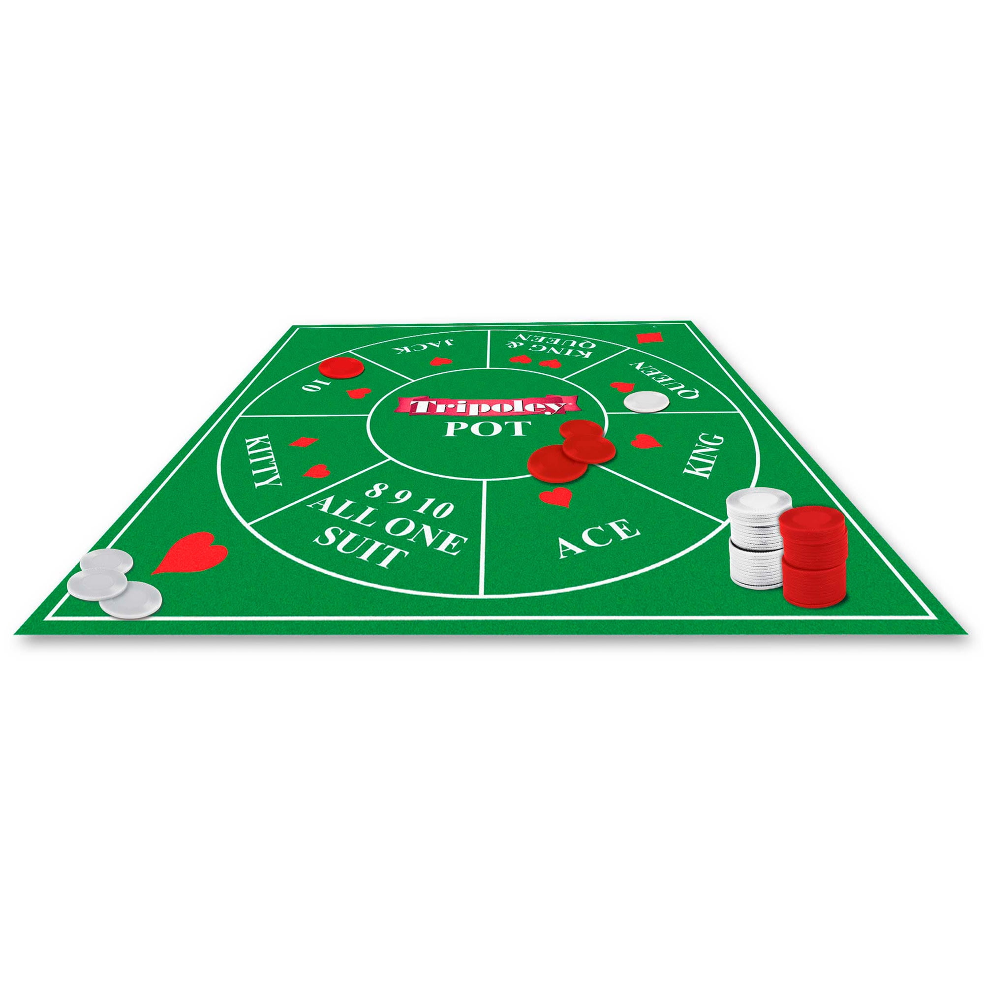 Alex: Ideal: Tripoley Deluxe - The Game Of Michigan Rummy, Hearts & Poker - Deluxe Felt Mat, Family Card & Token Game, Adults Kids Age 8+, 2-9 Players