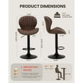 thumbnail image 2 of Bar Stools Set of 4, Adjustable Faux Leather Counter Height Barstools with footrest, Swivel Bar chiars 24-32inch for Bar, Kitchen Island, Dining Room,Brown, 2 of 15