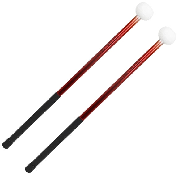 LOLIPPYY Set of 2 Red Felt Drum Mallets with Ergonomic Aluminum Handles for Marching Bands and Large Drum Performance