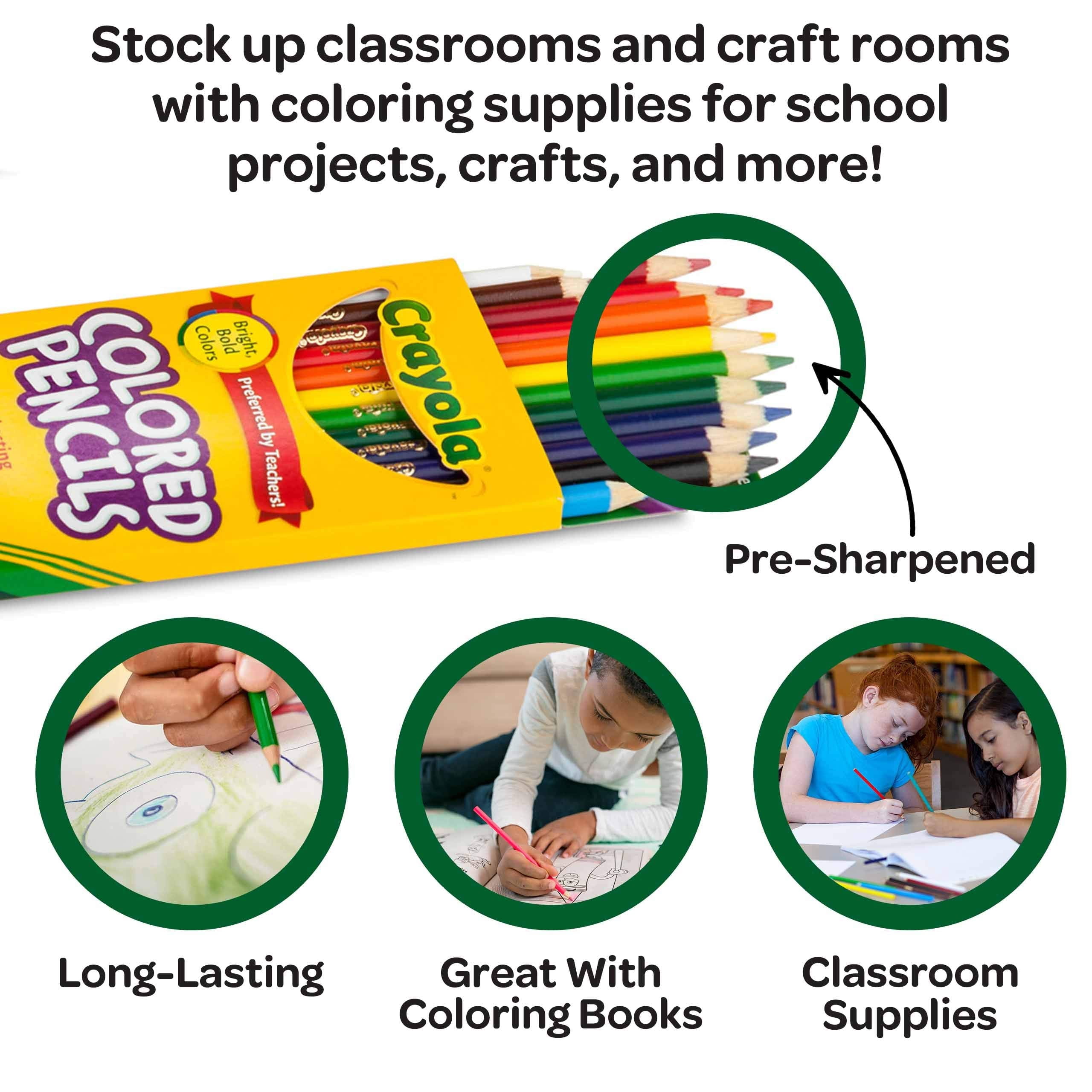 Crayola Colored Pencils, 24 Packs of 12-Count Colored Pencils, Art Tools in Vibrant Colors, great for School or Home Projects, Adult Coloring