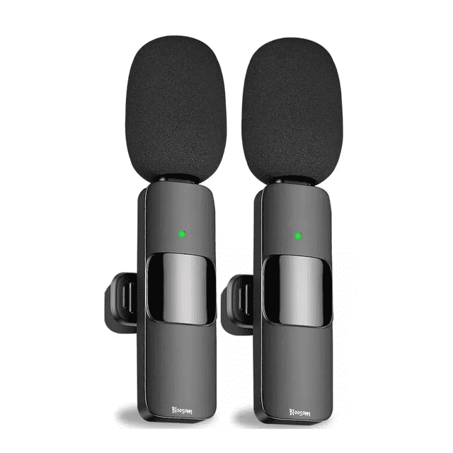 Set 2pcs Micrófono Bloosom Inalámbrico Para iPhone iPad Android Negro