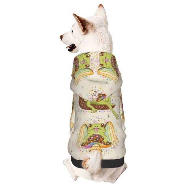 Fotbe Frogs Sudadera con Estampado para Perros Pequeños – Suéter con Capucha para Mascotas, Tela Suave de Forro Polar con Bolsillo-XX-Large