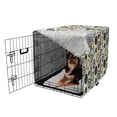 thumbnail image 2 of Abstract Dog Crate Cover, Circular Flower Petals Dots on Minimal Vertical Striped Background, Easy to Use Pet Kennel Cover Small Dogs Puppies Kittens, 7 Sizes, Charcoal Grey and Yellow, by Ambesonne, 2 of 6
