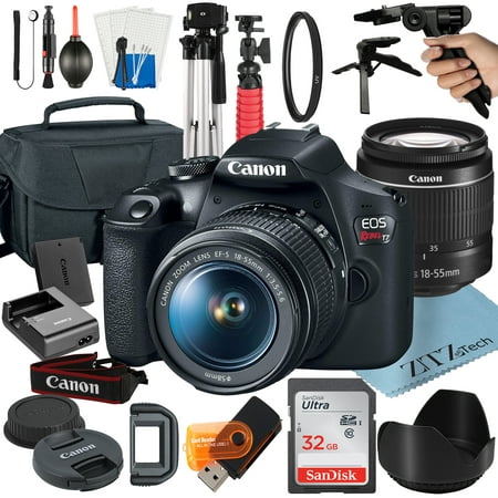 Canon EOS Rebel T7 DSLR Camera Bundle with 18-55mm Zoom Lens + 32GB SanDisk Card + Case + Tripod + ZeeTech Accessory