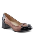 thumbnail image 3 of Azura Women's BABYSTEPS Slip-On Pump – Metallic Leather with Sculptural Buckle and Architectural Block Heel, 3 of 9