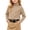 Beige, variant on Kids High Neck Stripe thermal Top Long Sleeve Crewneck Layering Shirt White 1-2Years