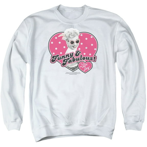 I Love Lucy Funny & Fabulous Adult Crewneck Sweatshirt White