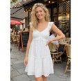 thumbnail image 6 of LMLYSoH Women Slip Dress, Sleeveless Lace Patchwork Pleated Solid Summer Mini Dress for Casual Daily, 6 of 9