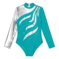 thumbnail image 6 of iiniim Kids Girls Metallic Long Sleeve Dance Leotards Sparkly Gymnastics Ballet Dancing Athletic Workout Sportwear Lake Blue 10, 6 of 7