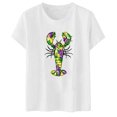 thumbnail image 5 of PMUYBHF Mode pour Femmes Hauts Décontractés Manches Courtes Col Rond T-Shirt Imprimé Ample 3934 L, 5 of 5