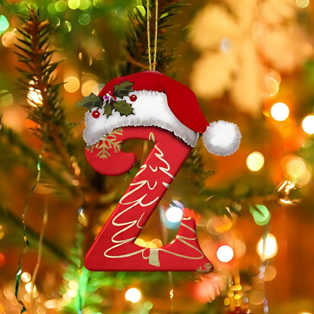 Uuiauoio Personalized Acrylic Christmas Alphabet Ornaments DIY Holiday Decor with Festive Symbols for Home Tree Hanging Decoration
