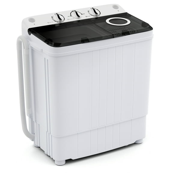 Costway Portable Washing Machine 17.6 lbs Twin Tub Laundry Washer with Drain Pump Grey