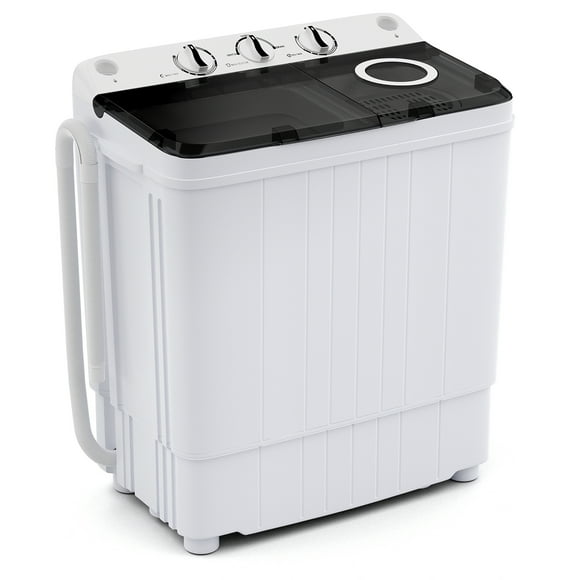 Costway Portable Washing Machine 17.6 lbs Twin Tub Laundry Washer with Drain Pump Grey