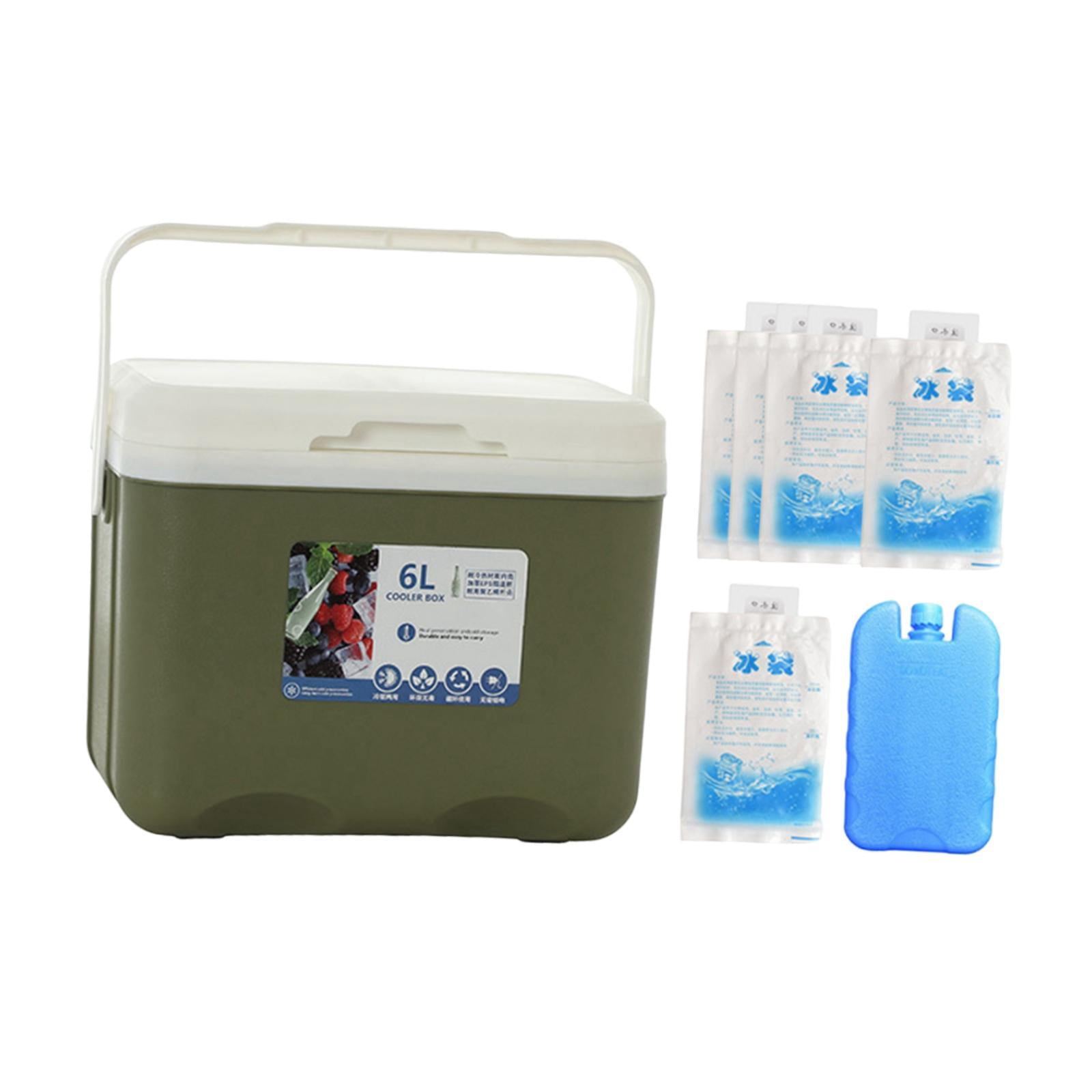 QccHieUs Camp Cooler, Ice Chest Box, Portable for Freeze/Hot Food with Ice Pack Cold Case Green