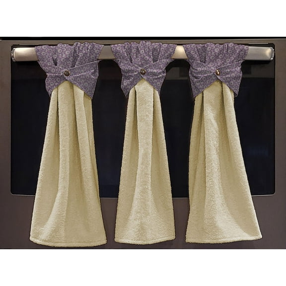 Crazy for Daisies Wraparound Snap Hanging Towels (Set of 2) by Penny's Needful Things (Lilac) (Terrycloth Color: Yellow)