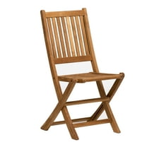 Amazonia London Teak Wood Outdoor Folding Chairs, Brown (Set of 2)