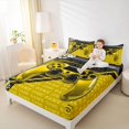 thumbnail image 4 of Homewish Gamer Gaming Twin Sheet Sets,Kids Gamepad Controller Twin Fitted Sheet,Yellow Black Flat Sheet For Teens,Microfiber Bedroom Decor,3-Piece, 4 of 7