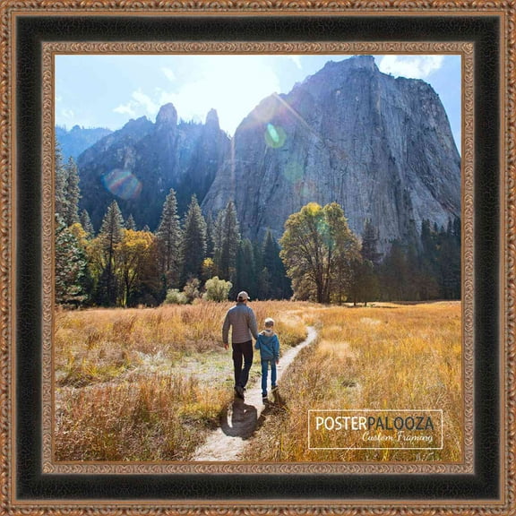 6x6 Distressed/Aged Gold Complete Wood Square Picture Frame with UV Acrylic, Foam Board Backing, & Hardware