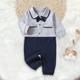 thumbnail image 5 of VERUGU Baby Romper British College Style Fashion Jumpsuit Fall Winter Gentleman Long Sleeve Lapel Outdoor Onesie Gray 12M, 5 of 6