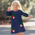 thumbnail image 2 of Bxsruta Girls 2-7 Years Long Sleeve Cherry Print Dress Soft Cotton Blend Casual Daily Wear, 2 of 8