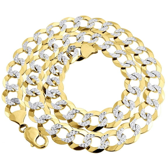 10k Yellow Gold Solid 14.25 MM Diamond Cut Curb Cuban Chain Necklace 30"